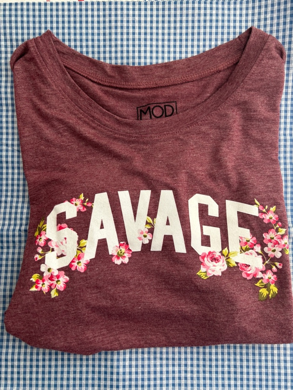 Modern Lux Heathered Burgundy Graphic  HI -Low Tee